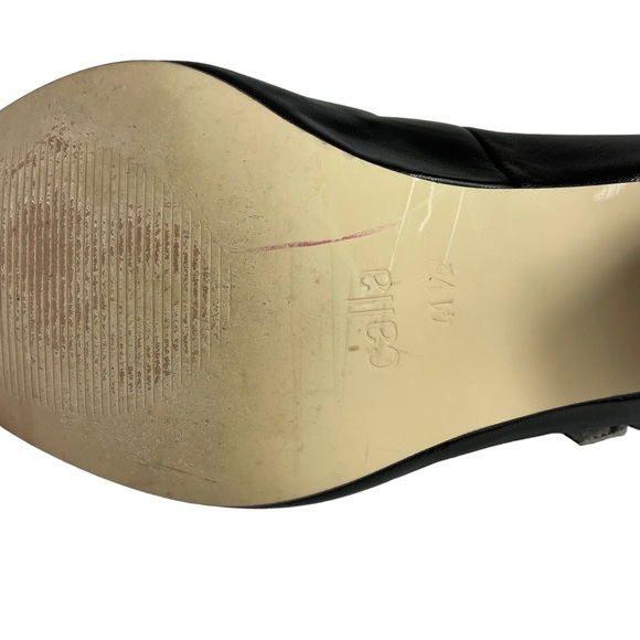 Calla Reptile Snakeskin Soft Leather Black White Point Toe Maryjane Block Heels - Picture 12 of 15